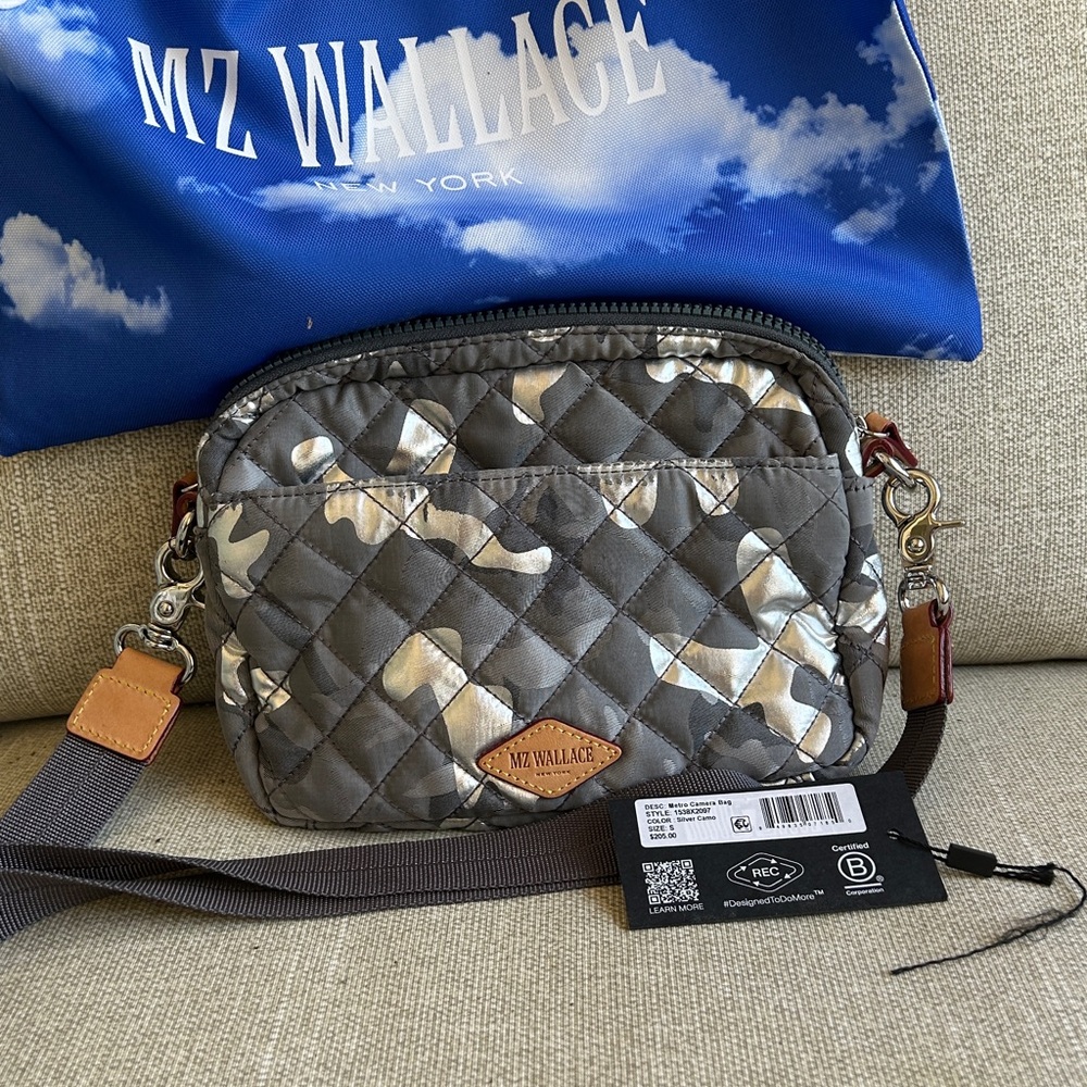 MZ Wallace Camo Metallic Camera Bag Like New!
